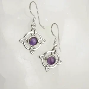 Pendientes protector esotéricos Amatista en plata