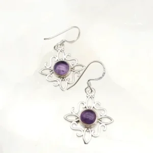 Pendientes de Amatista con Diseño en Mandala Celta en Plata